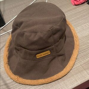 Brown Bucket Hat with Tan Trim